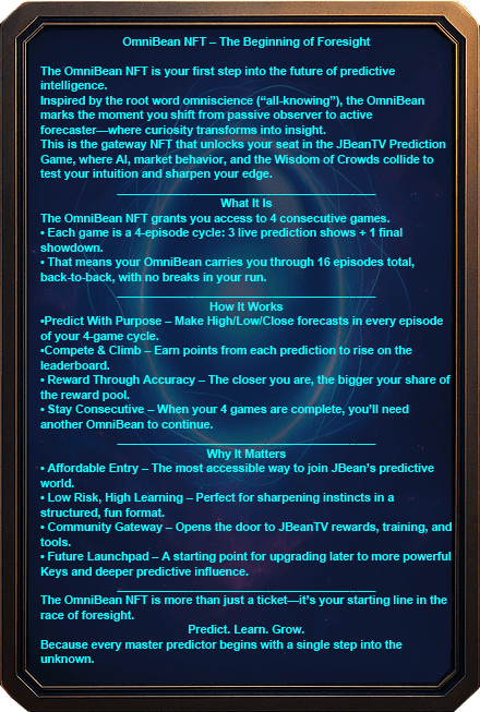 OmniBean NFT predictor pass card description.